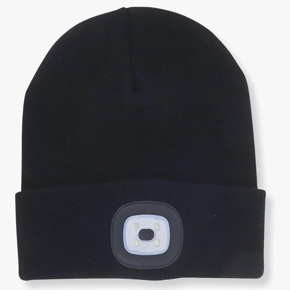 Black Beanie with rechargeable LED Light unisex - Picture 1 of 3